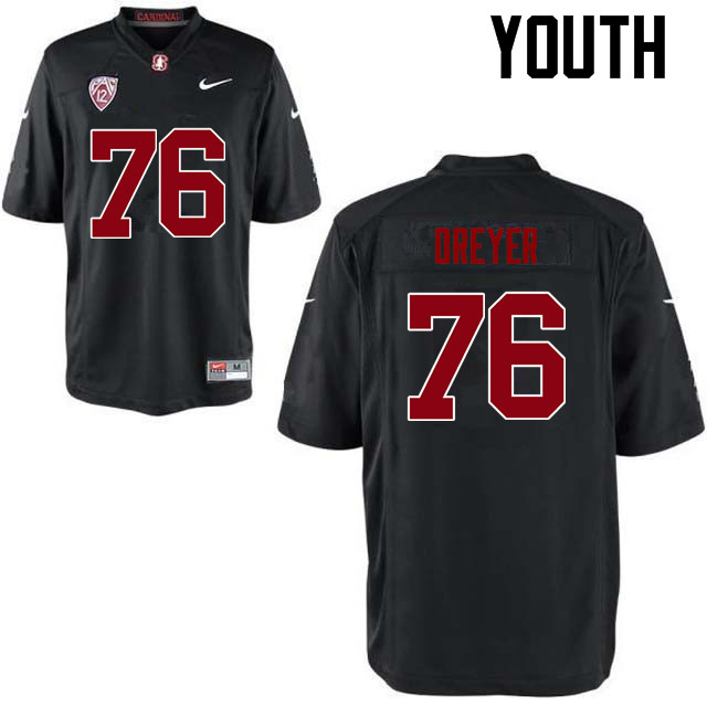 Youth Stanford Cardinal #76 Jack Dreyer College Football Jerseys Sale-Black